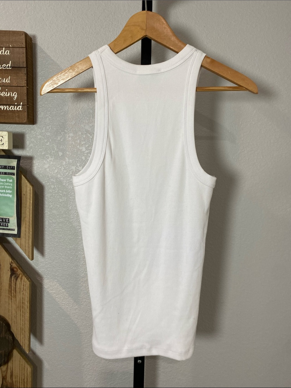 Anine Bing organic cotton Classic White Ribbed Tank - Sleeveless pp15-21 L24.5 - Picture 4 of 4